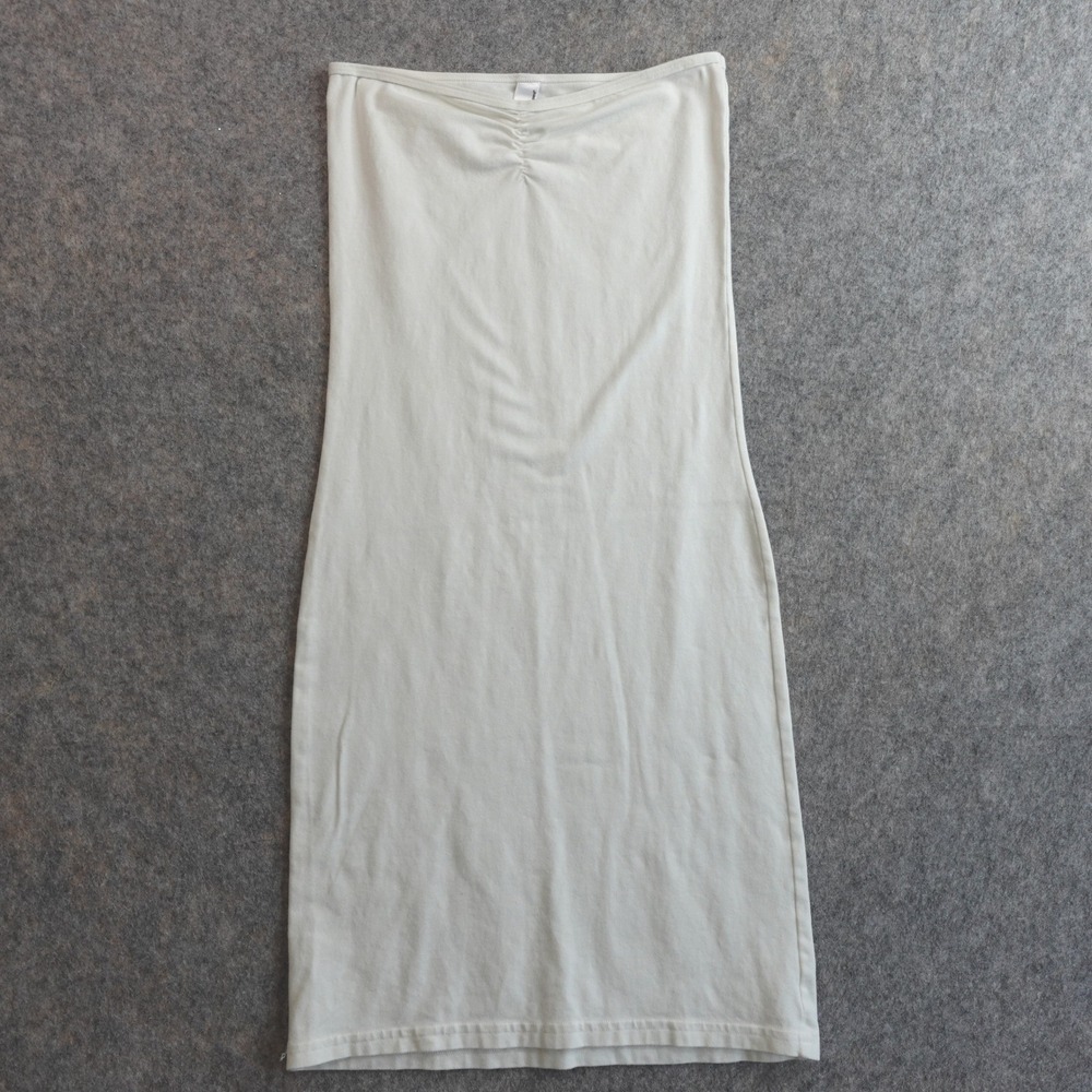 Y2K American Apparel Tube Dress S White Strapless Ruched Bodycon Indie Sleaze